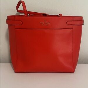 kate spade Red Leather Tote with Gold Logo